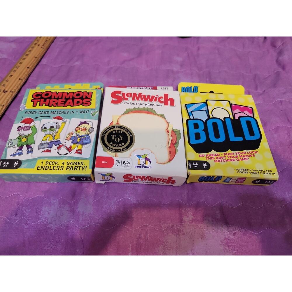Slamwich Bold & Common Threads Lot Of 3 Card Games Excellent